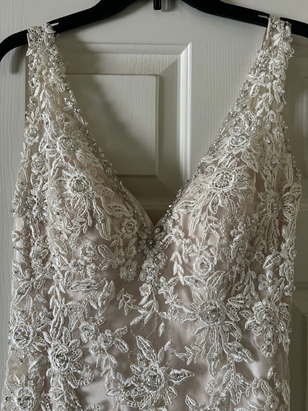 Allure Bridals Ivory Lace V-Neck Wedding Gown with Champagne Lining - Picture 5 of 7